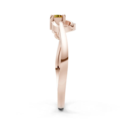 Twist Accent Dainty Solitaire Ring