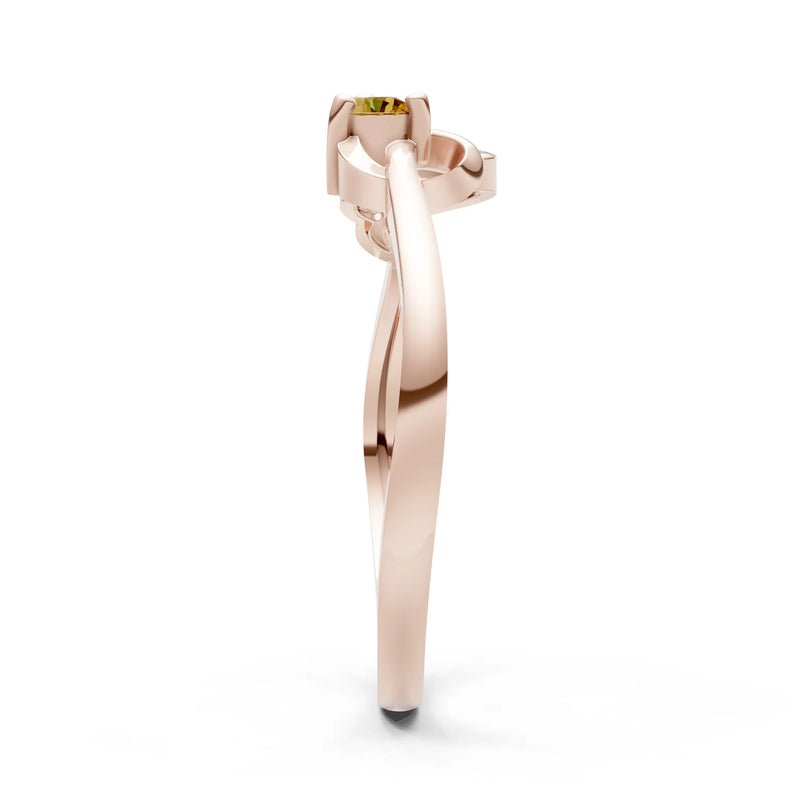 Twist Accent Dainty Solitaire Ring