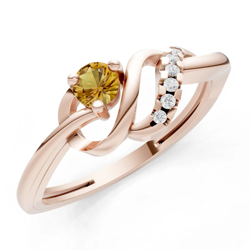 Twist Accent Dainty Solitaire Ring