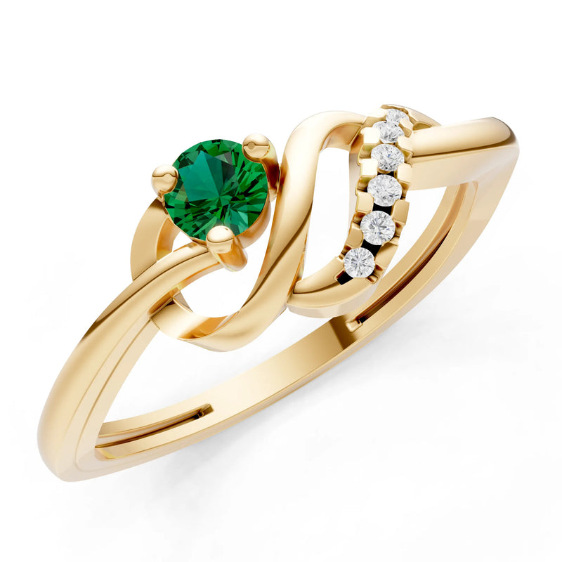 Twist Accent Dainty Solitaire Ring