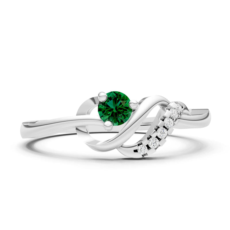 Twist Accent Dainty Solitaire Ring