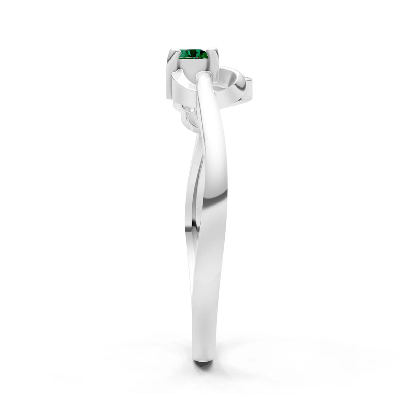 Twist Accent Dainty Solitaire Ring