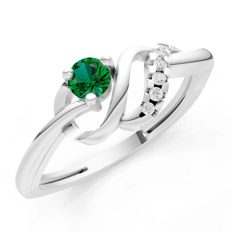 Twist Accent Dainty Solitaire Ring
