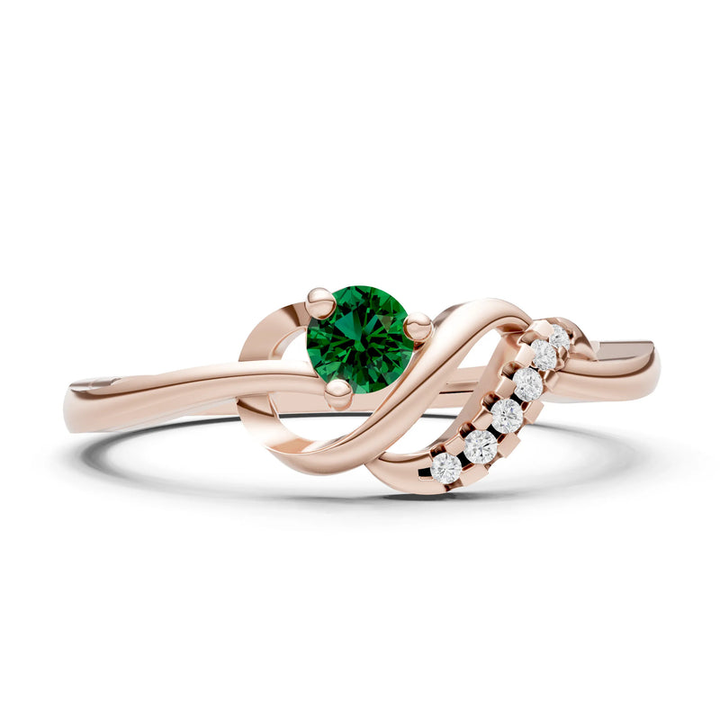 Twist Accent Dainty Solitaire Ring