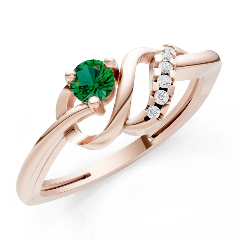Twist Accent Dainty Solitaire Ring