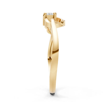 Twist Accent Dainty Solitaire Ring