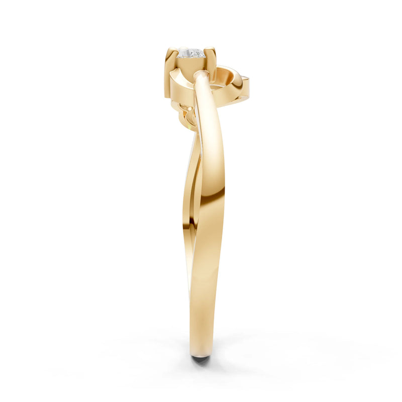 Twist Accent Dainty Solitaire Ring