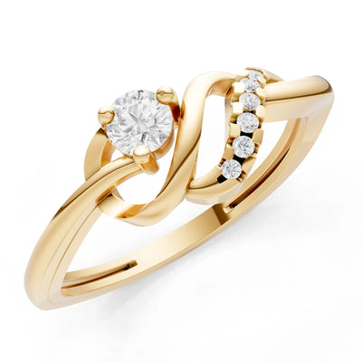 Twist Accent Dainty Solitaire Ring