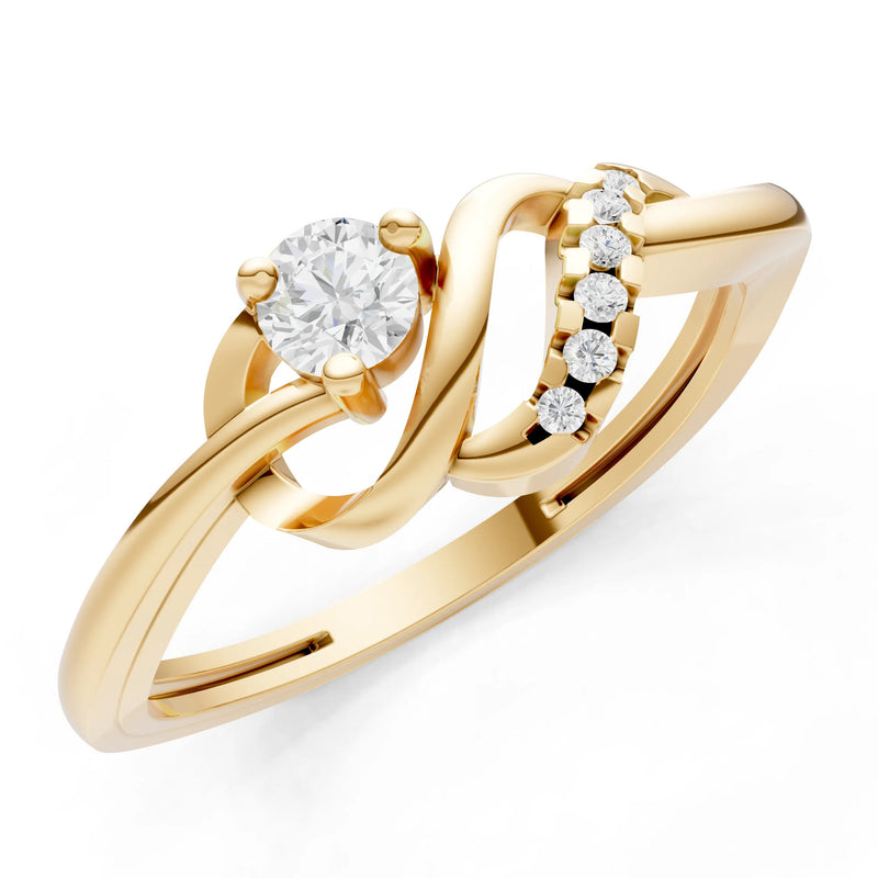 Twist Accent Dainty Solitaire Ring