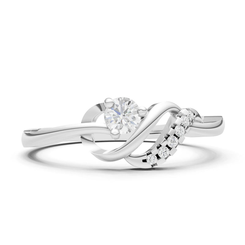 Twist Accent Dainty Solitaire Ring