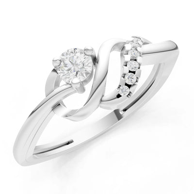 Twist Accent Dainty Solitaire Ring