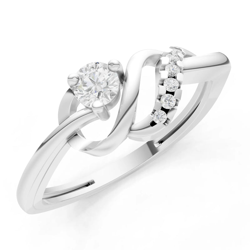 Twist Accent Dainty Solitaire Ring
