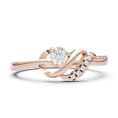 Twist Accent Dainty Solitaire Ring