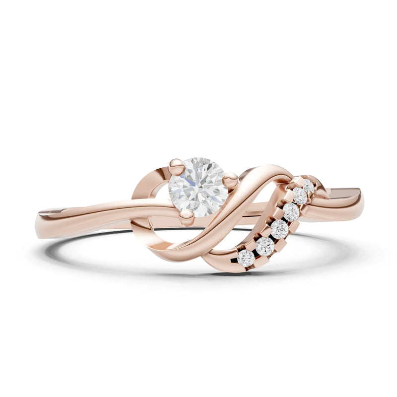 Twist Accent Dainty Solitaire Ring