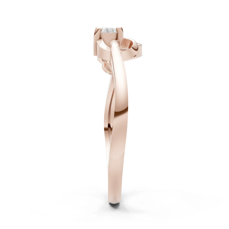 Twist Accent Dainty Solitaire Ring