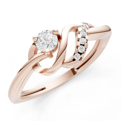 Twist Accent Dainty Solitaire Ring