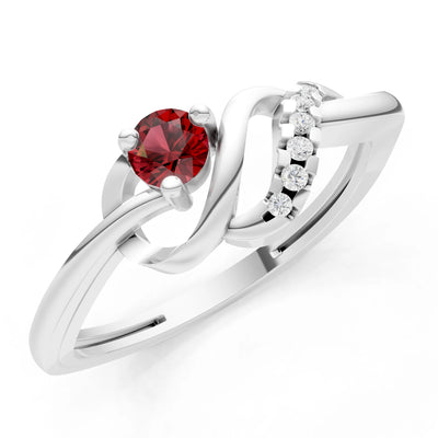 Twist Accent Dainty Solitaire Ring