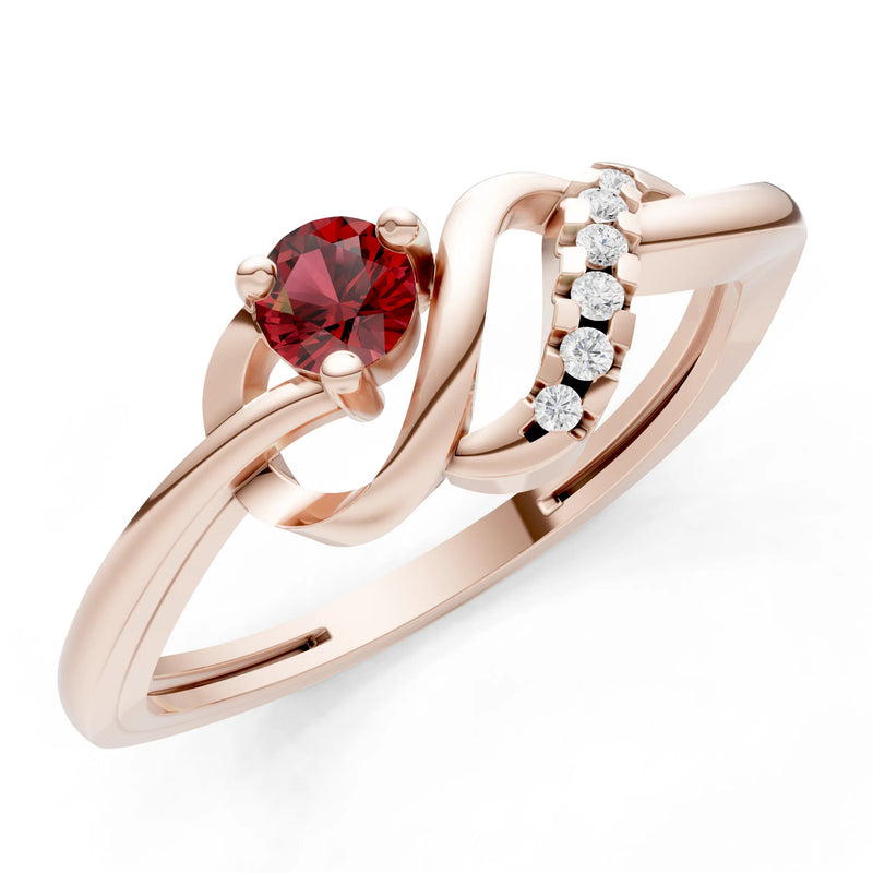 Twist Accent Dainty Solitaire Ring