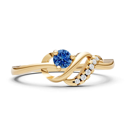 London Blue Topaz Twist Accent Dainty Solitaire Ring
