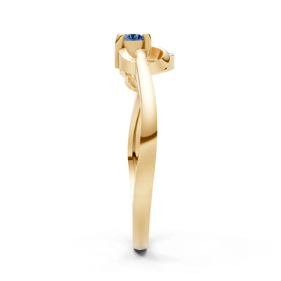 London Blue Topaz Twist Accent Dainty Solitaire Ring