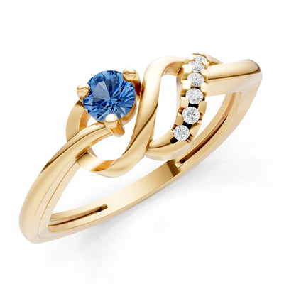 London Blue Topaz Twist Accent Dainty Solitaire Ring