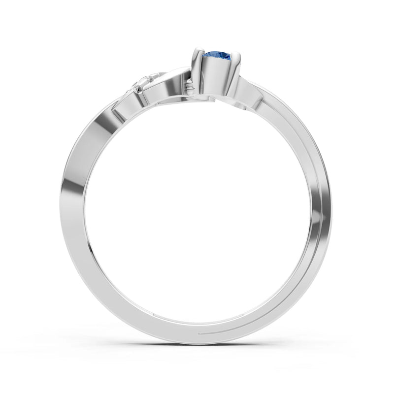 London Blue Topaz Twist Accent Dainty Solitaire Ring