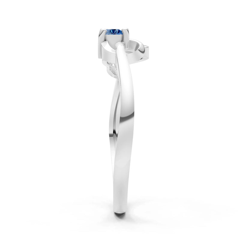 London Blue Topaz Twist Accent Dainty Solitaire Ring