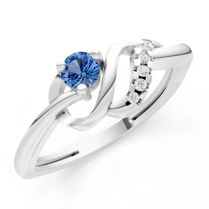 London Blue Topaz Twist Accent Dainty Solitaire Ring