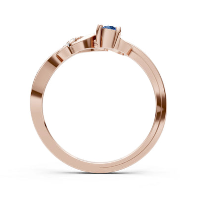 London Blue Topaz Twist Accent Dainty Solitaire Ring