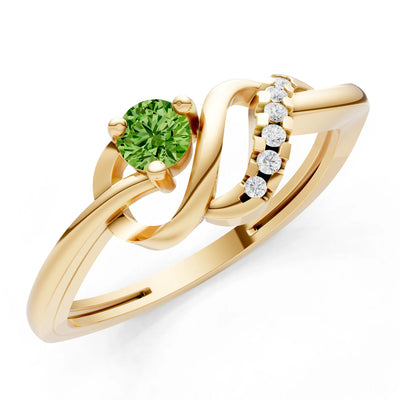 Twist Accent Dainty Solitaire Ring