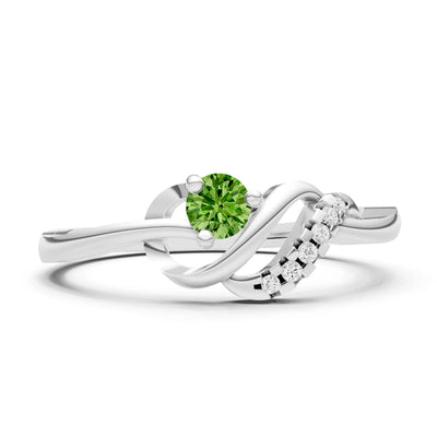 Twist Accent Dainty Solitaire Ring