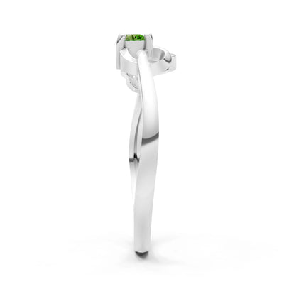 Twist Accent Dainty Solitaire Ring