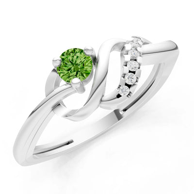 Twist Accent Dainty Solitaire Ring