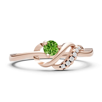 Twist Accent Dainty Solitaire Ring