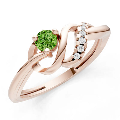 Twist Accent Dainty Solitaire Ring