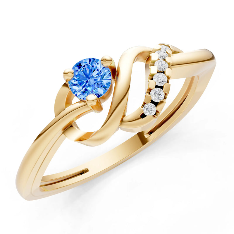 Twist Accent Dainty Solitaire Ring