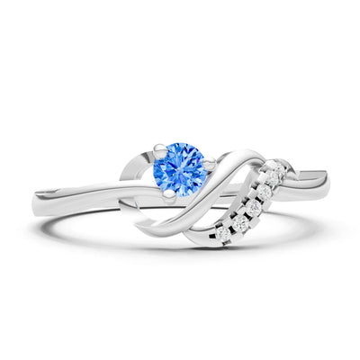 Twist Accent Dainty Solitaire Ring