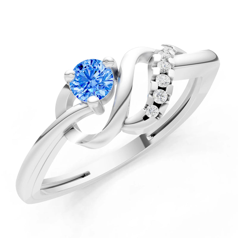 Twist Accent Dainty Solitaire Ring