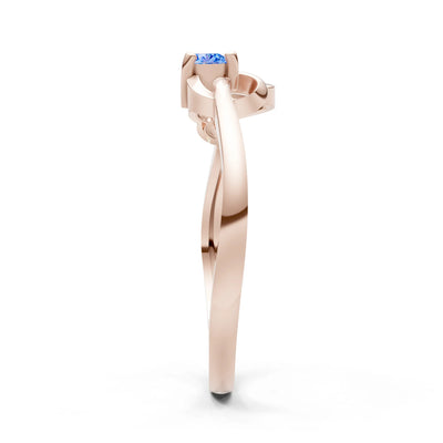 Twist Accent Dainty Solitaire Ring