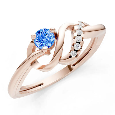 Twist Accent Dainty Solitaire Ring