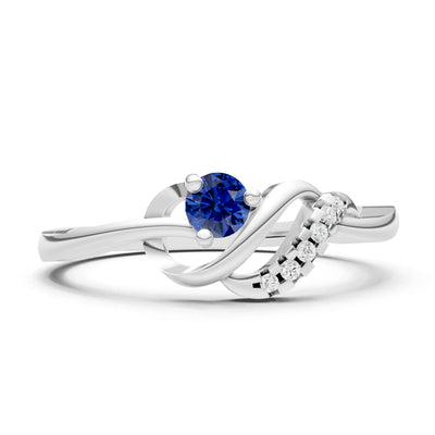 Twist Accent Dainty Solitaire Ring