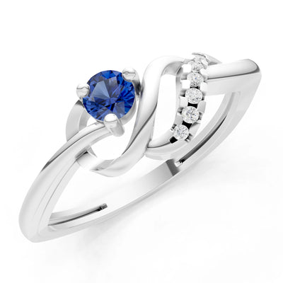 Twist Accent Dainty Solitaire Ring