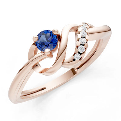 Twist Accent Dainty Solitaire Ring