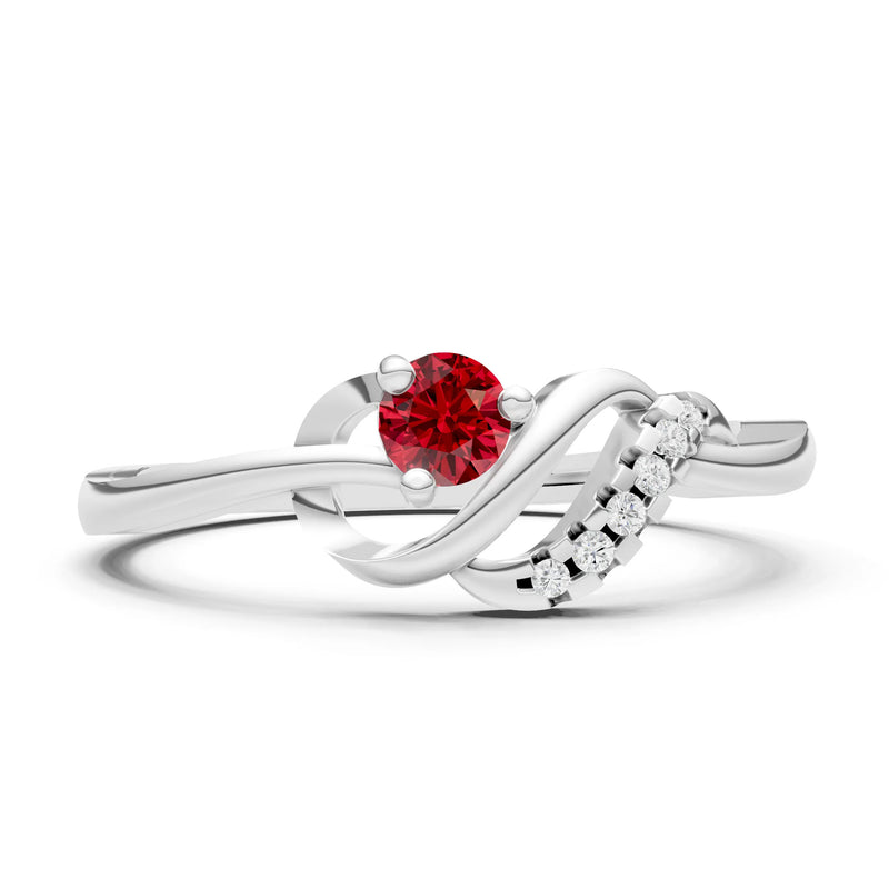 Twist Accent Dainty Solitaire Ring