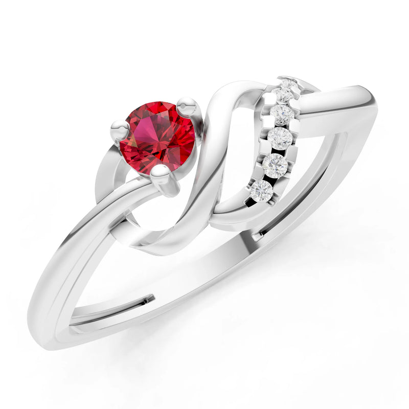 Twist Accent Dainty Solitaire Ring