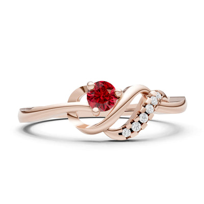 Twist Accent Dainty Solitaire Ring