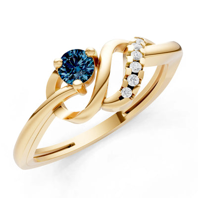 Twist Accent Dainty Solitaire Ring