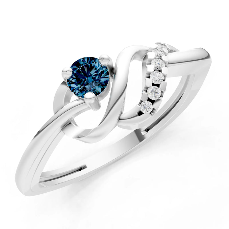 Twist Accent Dainty Solitaire Ring