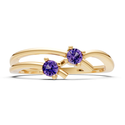 Two-Stone Crossover Prong Ring