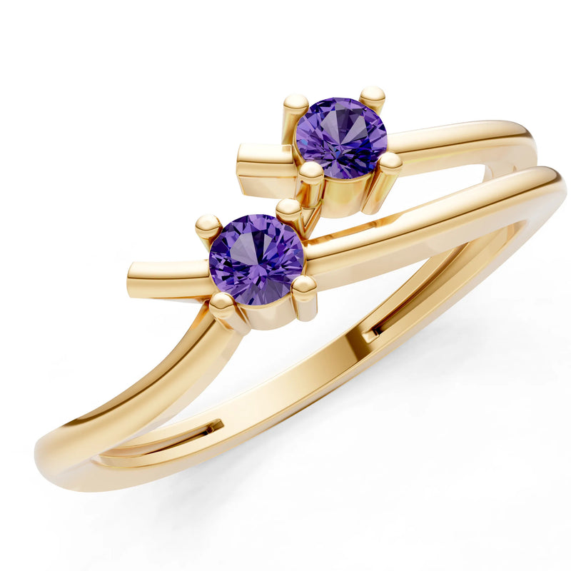 Two-Stone Crossover Prong Ring